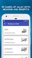 99 Names of Allah with Meaning and Benefits Plakat