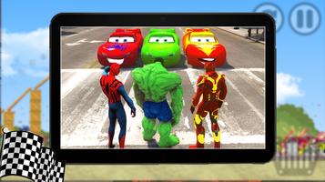 Spider VS Superheroes Car Race capture d'écran 2
