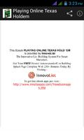 برنامه‌نما Playing Online Texas Holdem عکس از صفحه