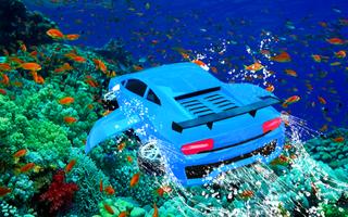 Underwater Submarine Race Car Flying Affiche