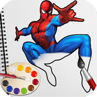 Spider Superhero Coloring Book Pages for kids icône
