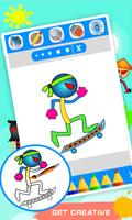Stickman Hero Coloring Book Pages Draw and Paint Affiche