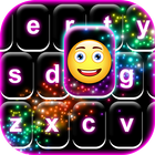 Leuchtende Tastatur mit Emojis Zeichen