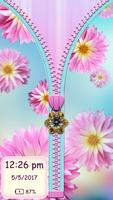 Pink Flower Zipper Lock Screen screenshot 1