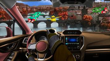 Futuristische Car Top Flug: Fliegende 3D Simulator Plakat