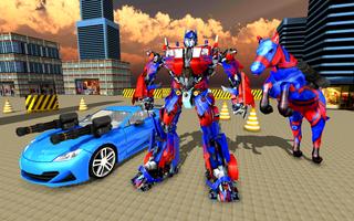 Transform Futuristic Robot US Police car  horse 3D poster