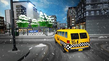 Snow City Taxi Driver Rush 3D Affiche
