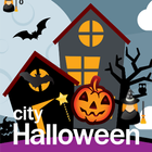 Dynia Halloween miasta ikona