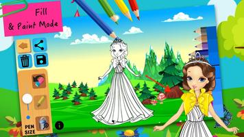 Jeux de fille facile - Petite princesse coloriage capture d'écran 1