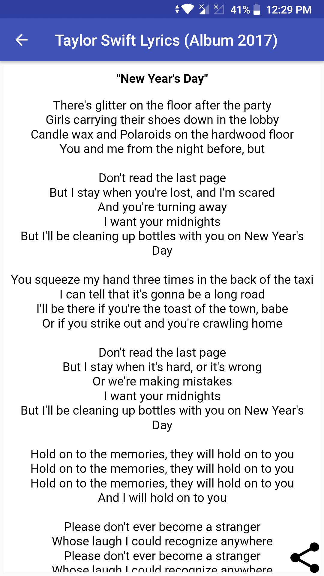 Taylor Swift – New Year's Day Lyrics