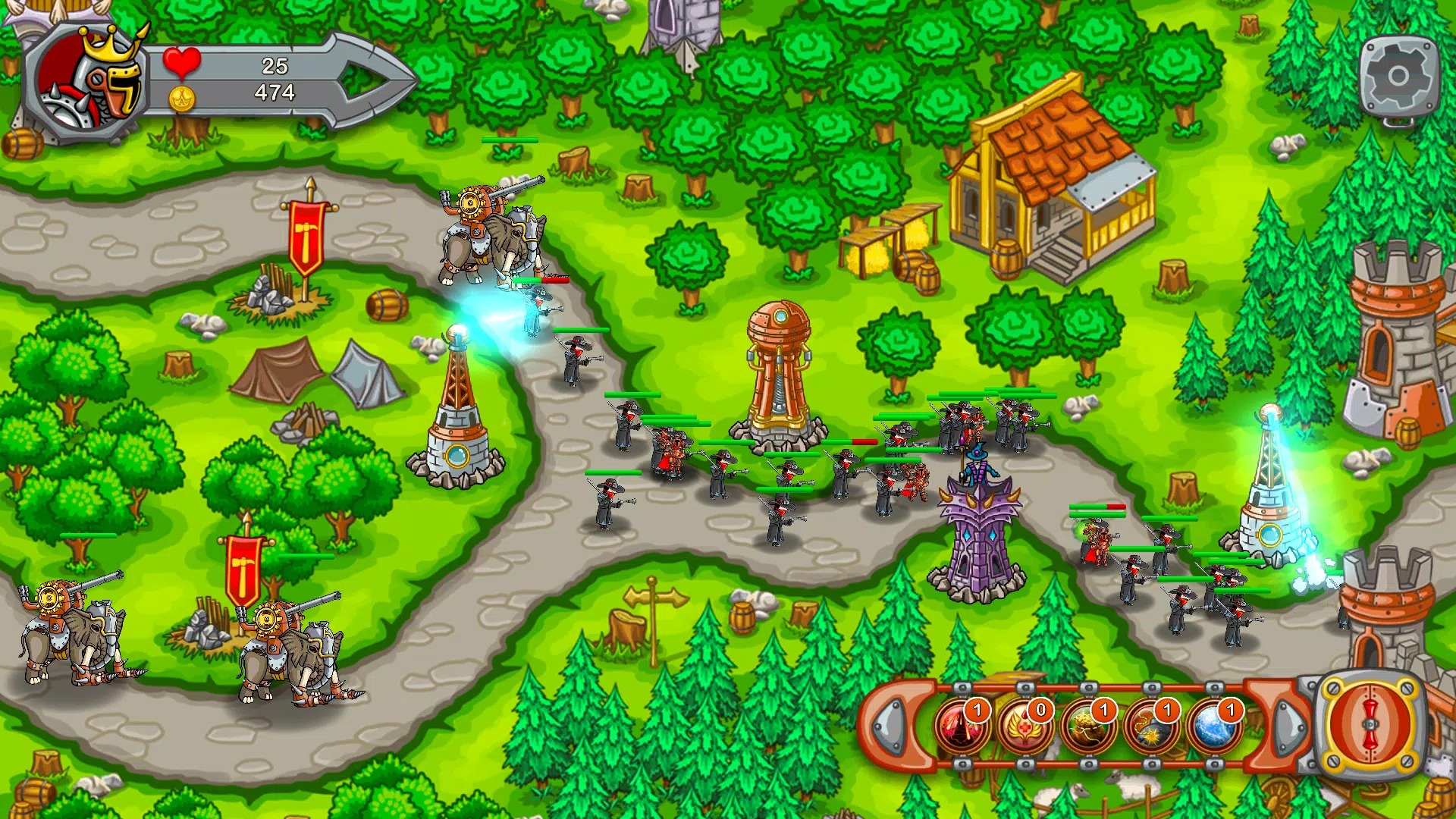 Screenshot of a classic Tower Defense game. Game shown: Tower Defense