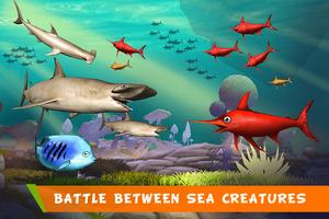 bataille du royaume des animaux de mer sous-marine Affiche