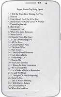 30 Bryan Adams Song Lyrics Plakat