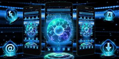 Blue Neon Tech Hologram Theme Screenshot 3