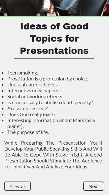 interesting topics for presentation in english class