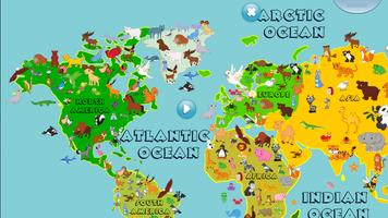 Animal World Map 6 -12 ans Affiche