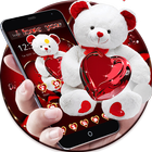 Red Love Cute Teddy Bear Theme أيقونة