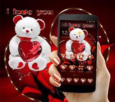 Red Love Cute Teddy Bear Theme screenshot 2