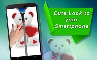 Teddy Bear Zipper Lock Screen syot layar 1