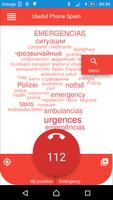 Emergency phone numbers Spain poster