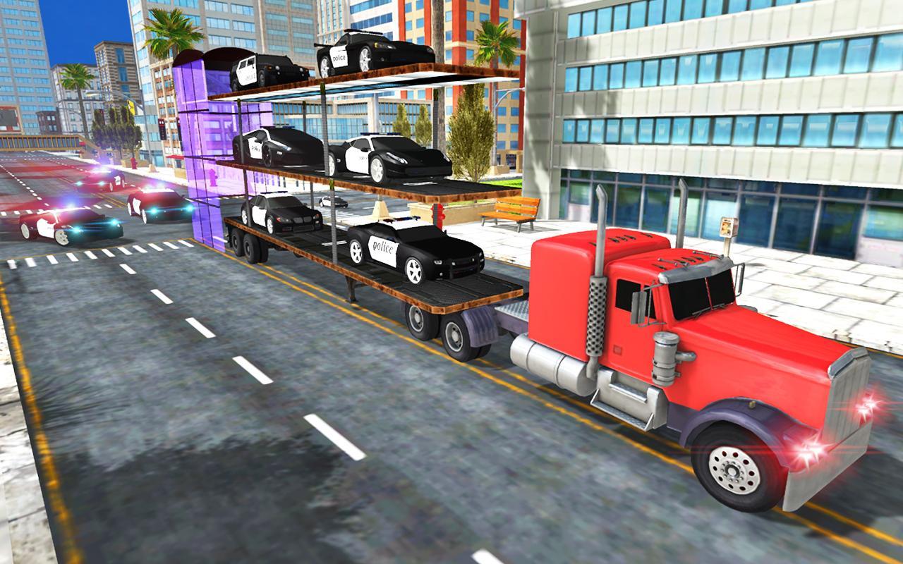 Us Police Car Trailer Truck Simulator Car Parking For Android Apk Download - roblox vehicle simulator trailer with music