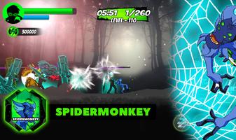 Ben Hero Fight 10x Power of Spider Monkey Alien imagem de tela 2