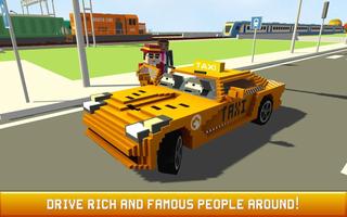 Blocky Taxi Driver: City Rush الملصق