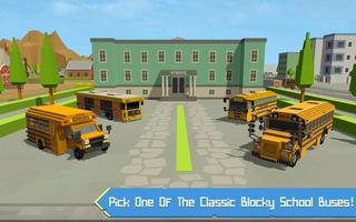 School Bus Game Blocky World Affiche