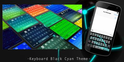 Keyboard Black Cyan Theme Affiche