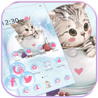 Cute Kitty Theme lovely Cup Cat Wallpaper ikon