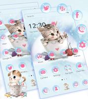 Cute Kitty Theme lovely Cup Cat Wallpaper syot layar 2