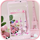 Tour Eiffel rose Paris thème icône