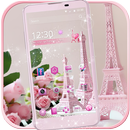 粉色埃菲尔铁塔主题  玫瑰花巴黎铁塔壁纸 +粉红色图标 APK