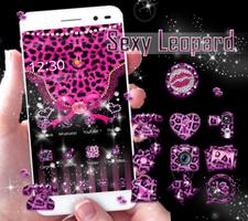 Rosa leopardo diamante tema Cartaz