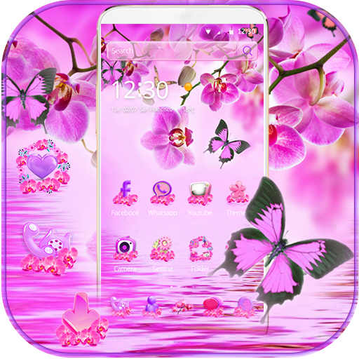 Pink Orchid Theme Wallpaper