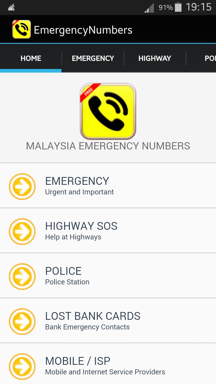 Malaysia Emergency Numbers For Android Apk Download