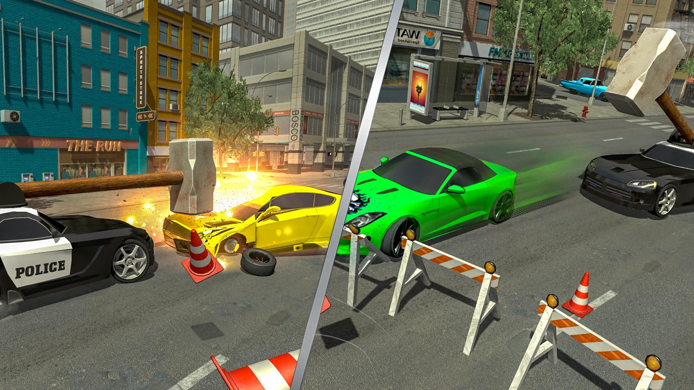 Us Police Chase Hammer Car Crash Simulator Game For Android Apk Download - roblox car crash simulator group