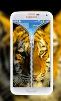Tiger Zipper Lock Screen Affiche