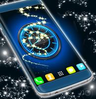 Blue Neon Clock پوسٹر