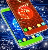 Neon Circuit Clock Wallpaper imagem de tela 1