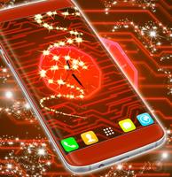 Neon Circuit Clock Wallpaper imagem de tela 2