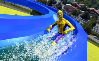 Super Hero Water Slide Uphill Park Adventure Affiche