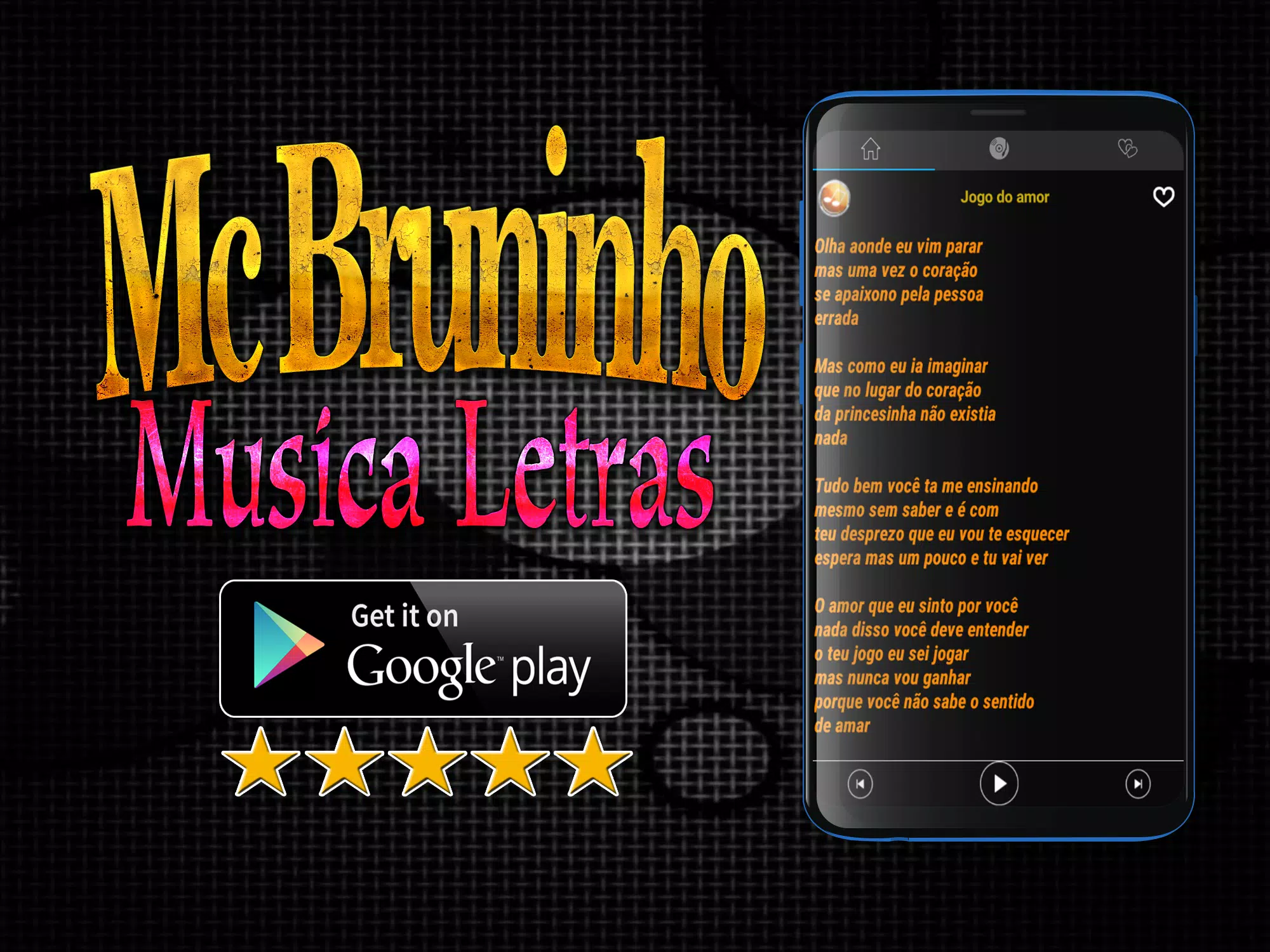 JOGO DO AMOR, MC Bruninho Letra da música APK (Android App