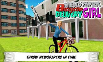 Newspaper Cycle Delivery Girl Affiche