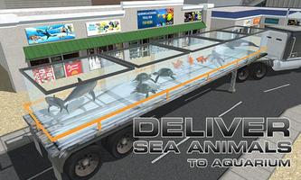 الحيوانات البحرية شاحنة نقل الملصق