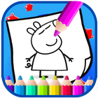 Art peppa Coloring Page Pig Cartoon आइकन