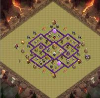 Top Town Hall 7 War Base Map Affiche