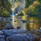 Magic waterfall in the distanc أيقونة