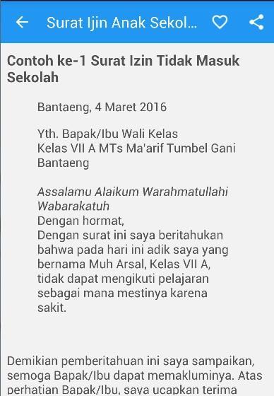 Surat Izintidak Masuk Sekolah For Android Apk Download