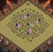 Top Town Hall 9 War Base Map Affiche